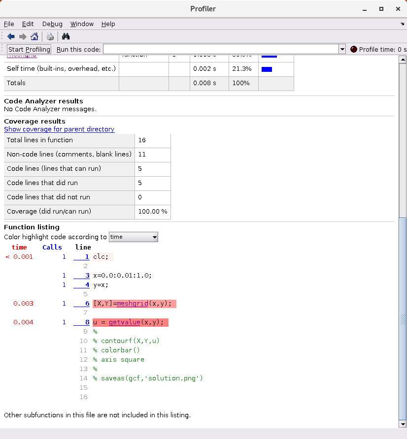 MATLAB Profiler - ex1